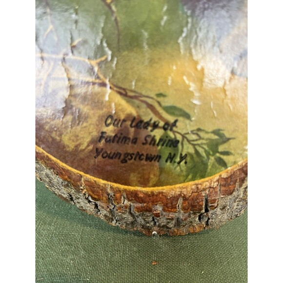 Vintage Jesus Decoupage on Wood with Bark 17” Wall Hanging Christ In The Garden - Picture 6 of 7